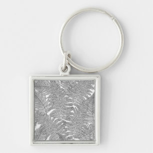 Fern in black and white key ring