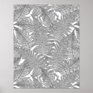 Fern in black and white poster