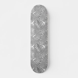 Fern in black and white skateboard