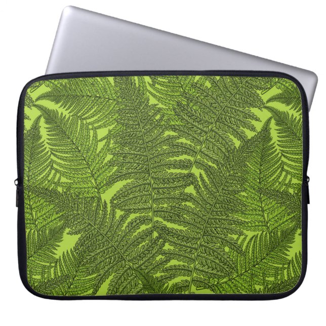 Fern in green laptop sleeve (Front)