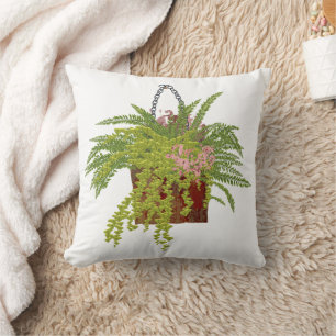 Fern Ivy Hanging Plant Botanical Illustration Art Cushion