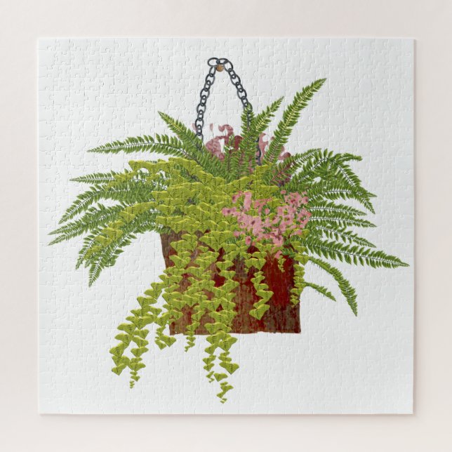 Fern Ivy Hanging Plant Botanical Illustration Art Jigsaw Puzzle (Vertical)