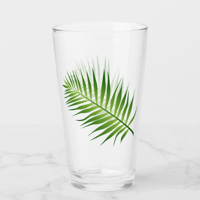 Fern Leaf Botanical Design Drinking Glass (Front)