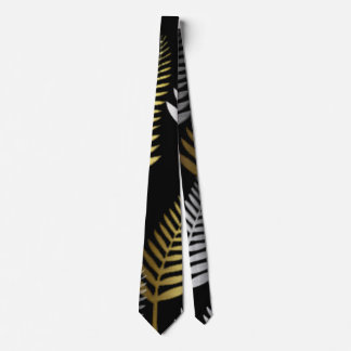 fern leaf gold silver Neck Tie