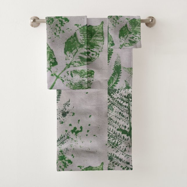 Fern Leaf Painting Art Bath Towel Set (Insitu)