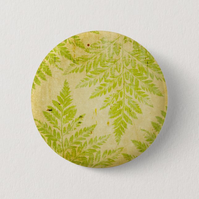 Fern Leaf Stamped Pattern Grungy Background 6 Cm Round Badge (Front)