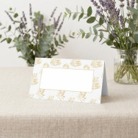 Fern leaf wedding reception guest name table card.