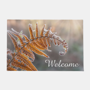 Fern Leaf with Icy Frost in a Cold Winter Nature - Doormat