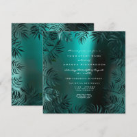 Fern Leafs Framed Crystals Teal Aquatic Luxury VIP