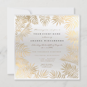 Fern Leafs Framed Sepia Gold Metallic Silver Grey Invitation