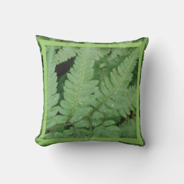fern leaves, almost solid green pillow (Front)