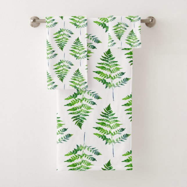 Fern Leaves Pattern Bath Towel Set (Insitu)
