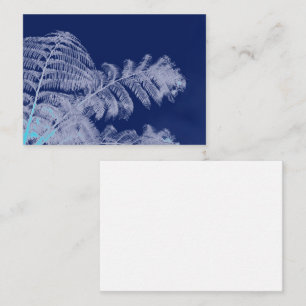 Fern Leaves Texture Sketch White Blue Enclosure Card