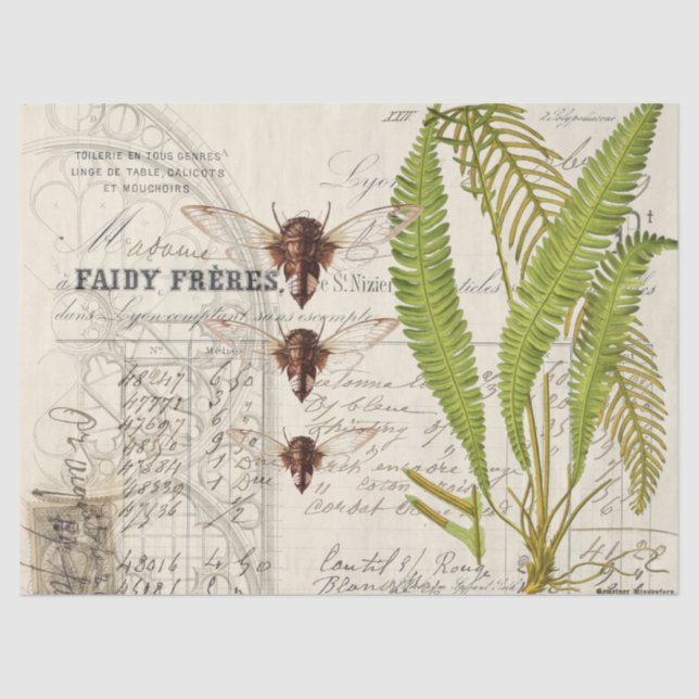 Fern Moth Apothecary Decoupage Tissue Paper (Front)