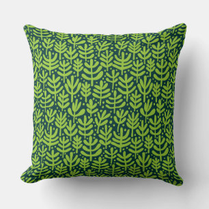 Fern Pattern - Martian Green on Dark Green Cushion