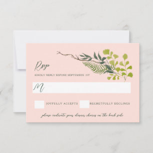 Fern Pepper Tree Leaves Garden Pink  RSVP Card