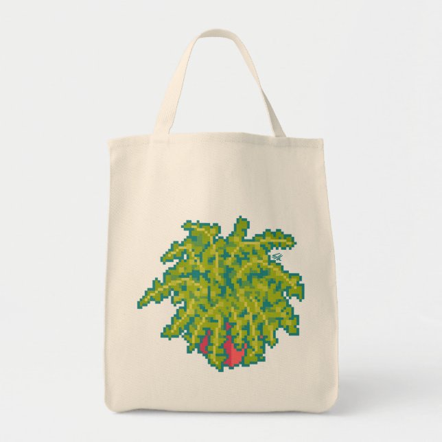 Fern Pixel Art, Pixel Art Tote Bag (Front)