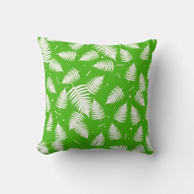 Fern Plant Leaf Pattern Cushion Throw Pillow (Front)