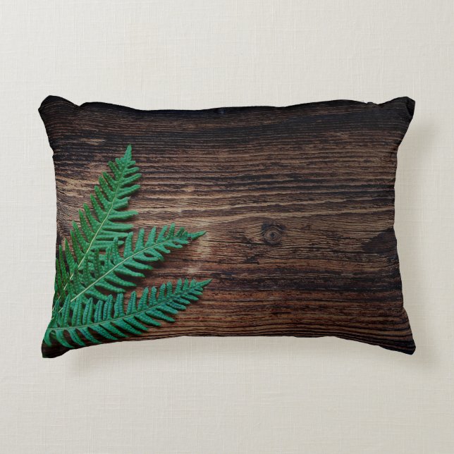 Fern plant wood small fern grunge decorative cushion (Front)