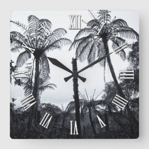 Fern Tree Forest New Zealand, Silver fern Square Wall Clock