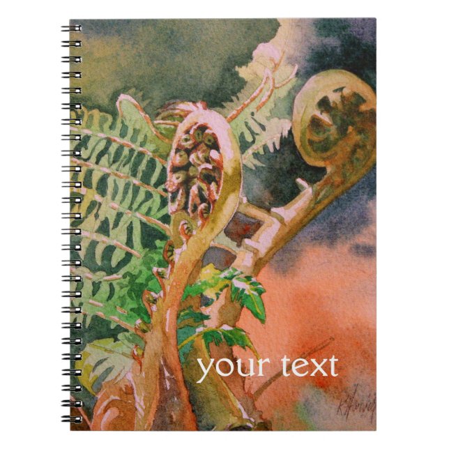 Fern Unfurling Watercolor Fine Art Spiral Notebook (Front)