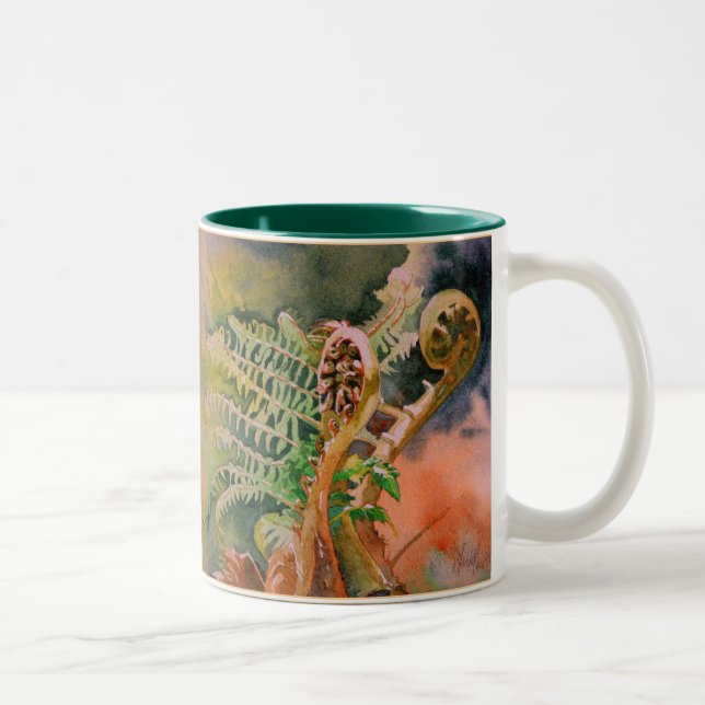 Fern Unfurling Watercolor Gratitude Mug (Right)