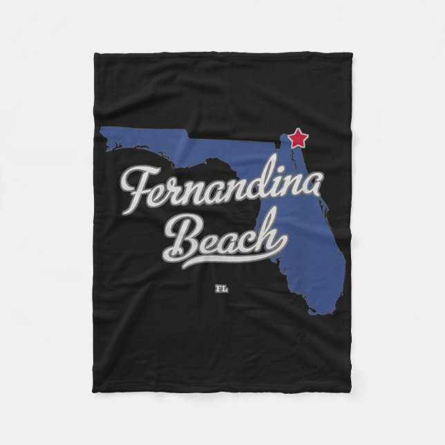 Fernandina Beach Florida Fl Map  Fleece Blanket (Front)