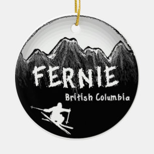 Fernie British Columbia Canada ski Ceramic Tree Decoration