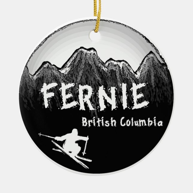 Fernie British Columbia Canada ski Ceramic Tree Decoration (Front)