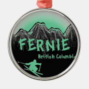 Fernie British Columbia Canada ski Metal Tree Decoration