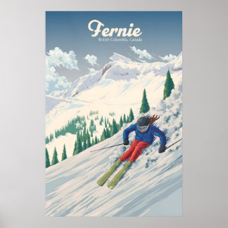 Fernie British Columbia Canada Ski Resort Travel Poster