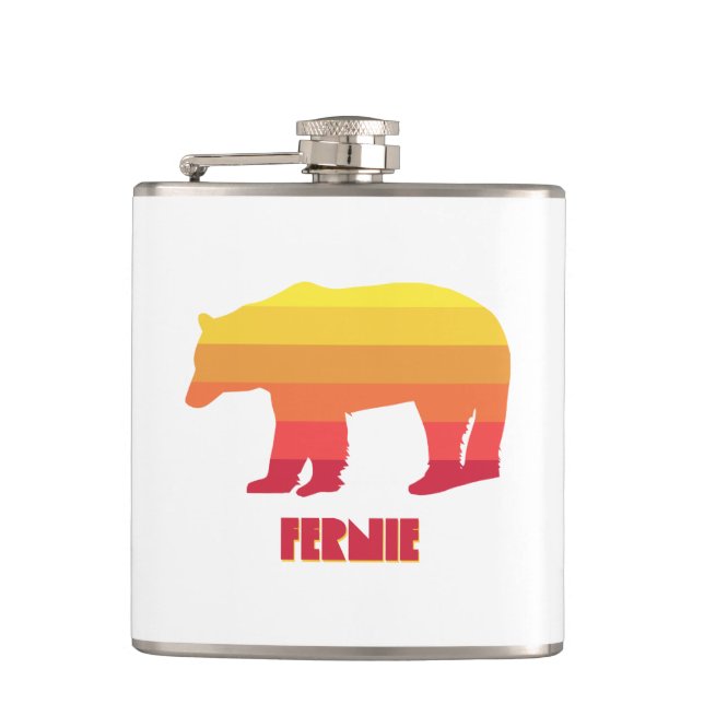 Fernie British Columbia Rainbow Bear Hip Flask (Front)