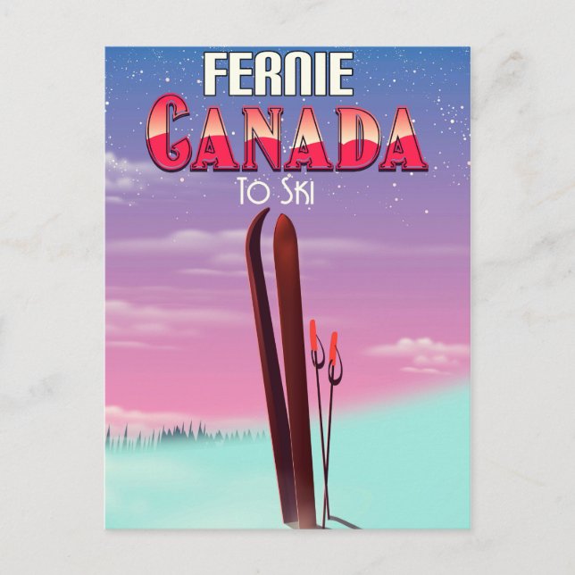 Fernie Canada ski travel poster. Postcard (Front)
