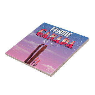 Fernie Canada ski travel poster. Tile
