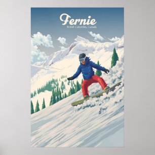 Fernie Canada Snowboarding Travel Poster