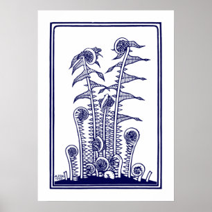 Ferns (1920) by Julie de Graag Vintage Woodcut Poster
