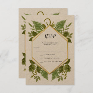 Ferns and Fauna White and Greenery Wedding RSVP Invitation