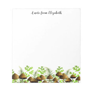 Ferns and Mushrooms Unique Custom Name Notepad