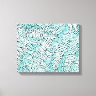 Ferns In Aqua Canvas Print