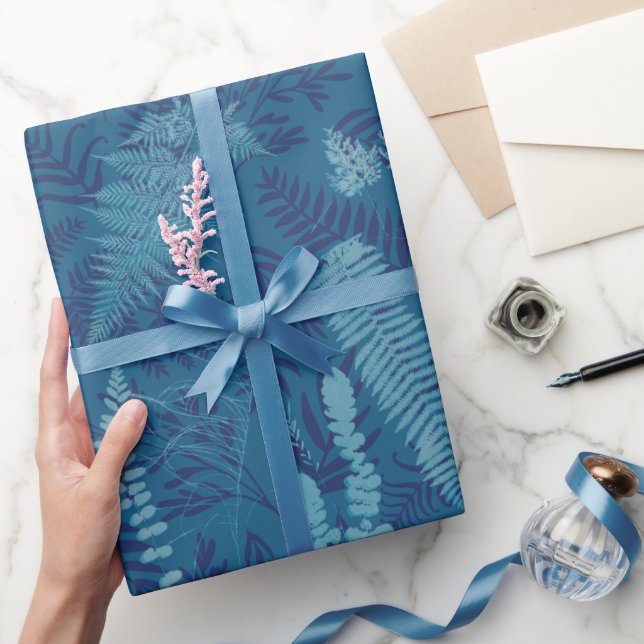 Ferns in Blue Wrapping Paper  (Gifting)