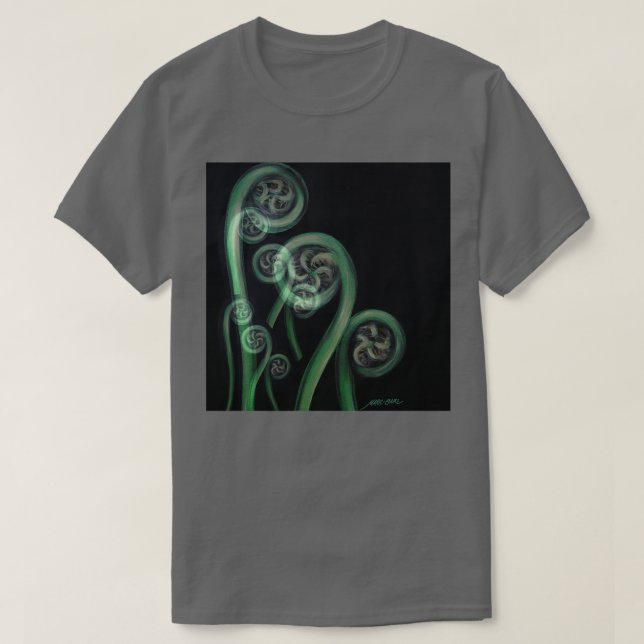 Ferns on Black Moko  T-Shirt (Design Front)