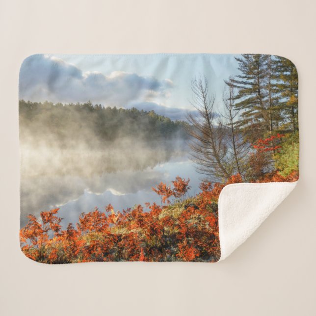 Ferns on Shoreline | Paradise, Michigan Sherpa Blanket (Front (Horizontal))