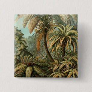 Ferns Palm Tree Antique Botanical Ferns Art 15 Cm Square Badge