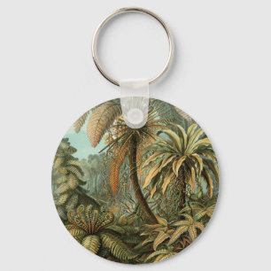 Ferns Palm Tree Antique Botanical Ferns Art Key Ring