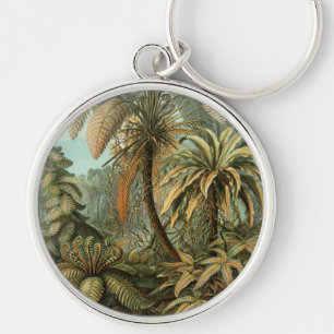 Ferns Palm Tree Antique Botanical Ferns Art Key Ring