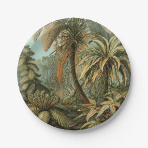 Ferns Palm Tree Antique Botanical Ferns Art Paper Plate