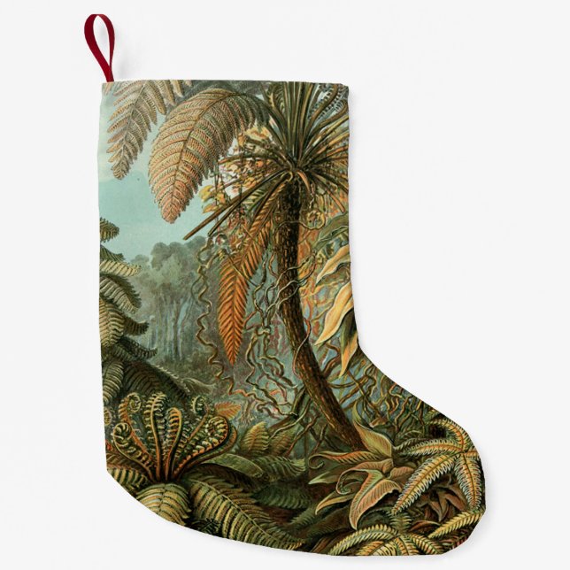 Ferns Palm Tree Antique Botanical Ferns Art Small Christmas Stocking (Front)