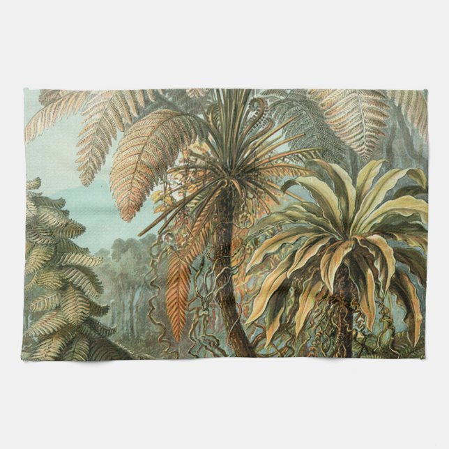 Ferns Palm Tree Antique Botanical Ferns Art Tea Towel (Horizontal)