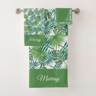 Ferns & Palms w/Monogram Bath Towel Set
