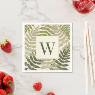 Ferns Pattern Custom Monogram  Napkin